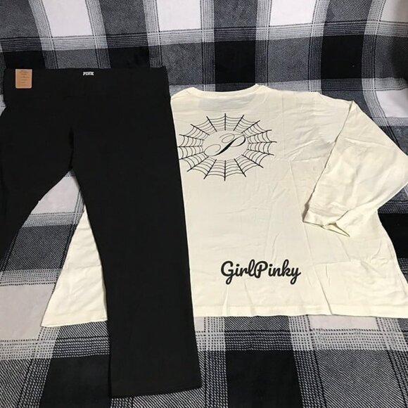 victoria secret PINK leggings OUTFIT WITH LONG SLEEVED CAMPUS TEE SIZE XXL - Picture 5 of 8